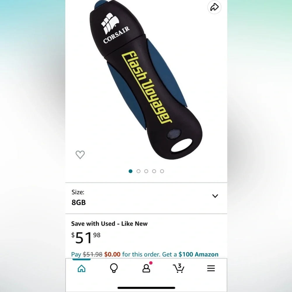 Corsair 8GB Flash Voyager USB 2.0 Flash Drive